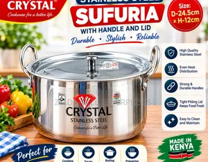 Crystal Stainless Steel Sufuria (5L) {Stainless Steel 5L Sufuria}