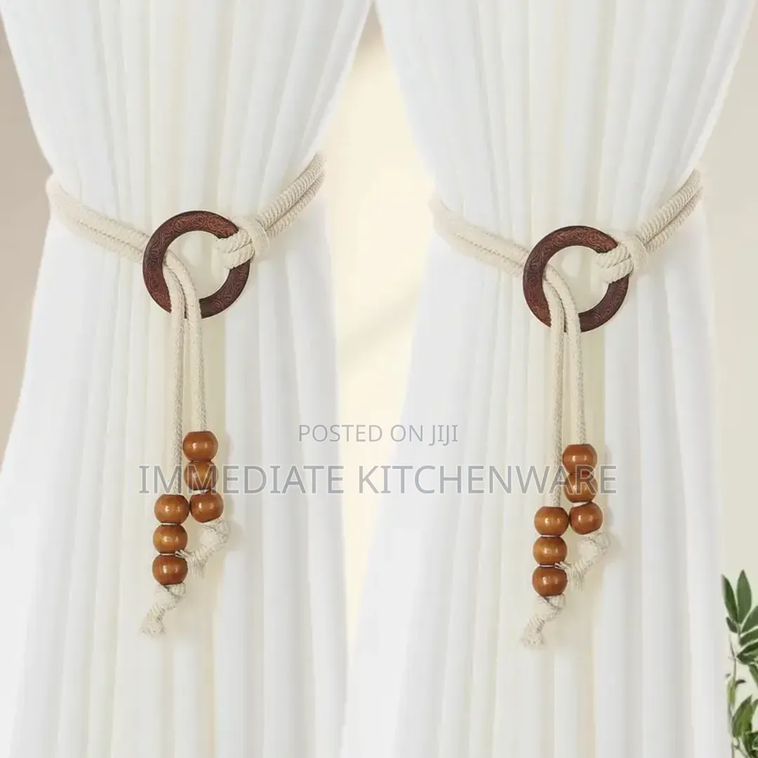 2 Pieces Vintage Natural Wood Curtain Tiebacks