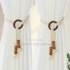 2 Pieces Vintage Natural Wood Curtain Tiebacks
