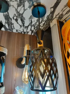 Modern Black Pendant Light With Geometric Pattern
