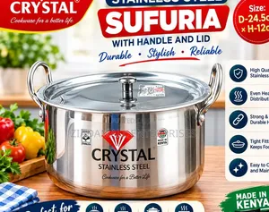 Quality Crystal Stainless Steel Sufuria 7L {Quality Steel Sufuria 7L}