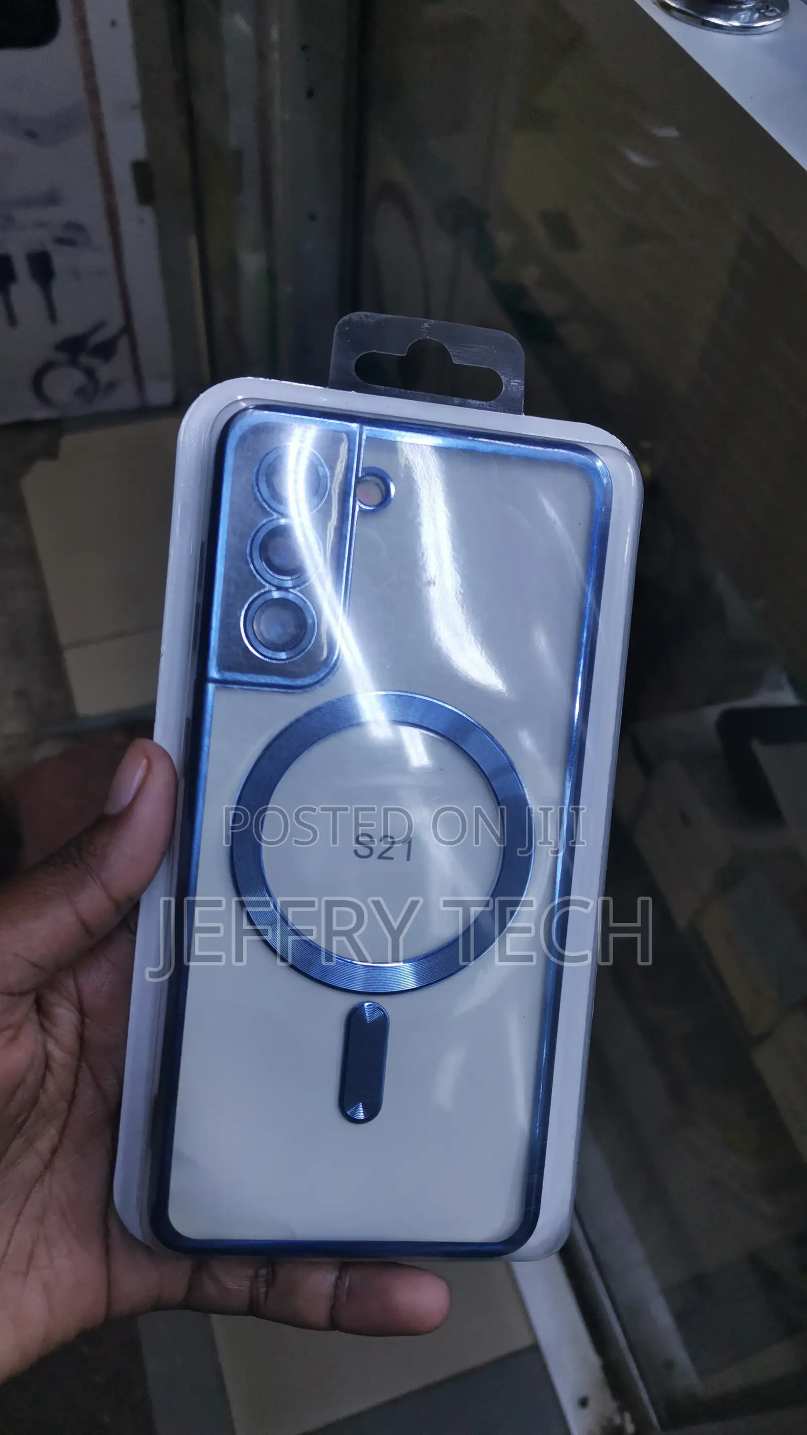 Clear Electroplated MagSafe Phone Case Blue for the Samsung Galaxy S21