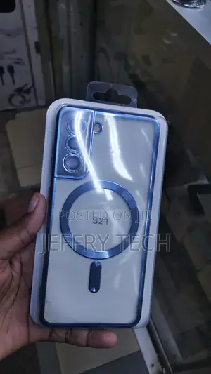 Clear Electroplated MagSafe Phone Case Blue for the Samsung Galaxy S21