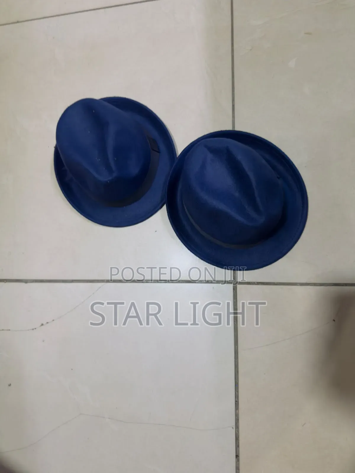 Navy Blue Small Brim Fedora Hay