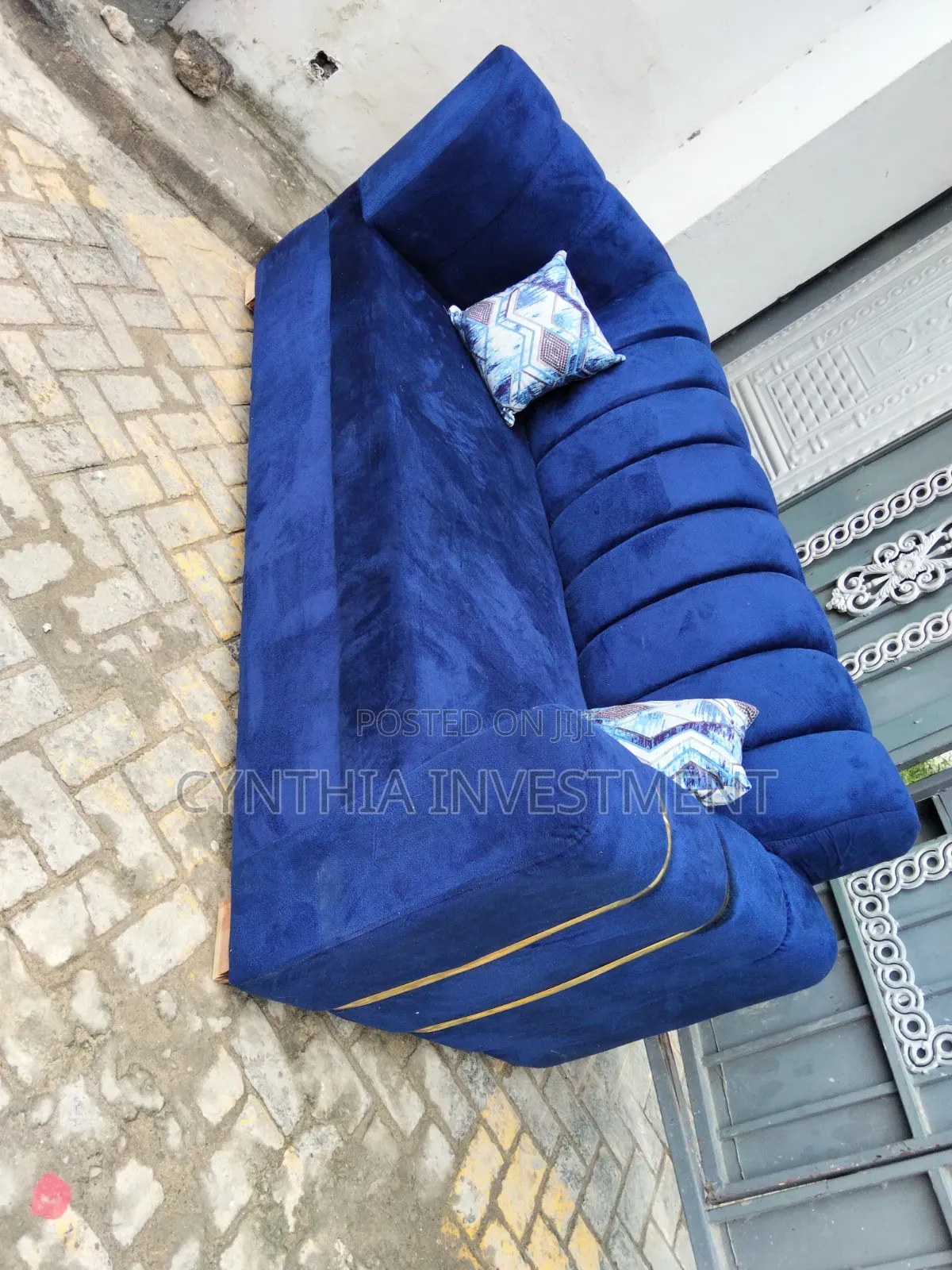 3 Seater Blue Sofa