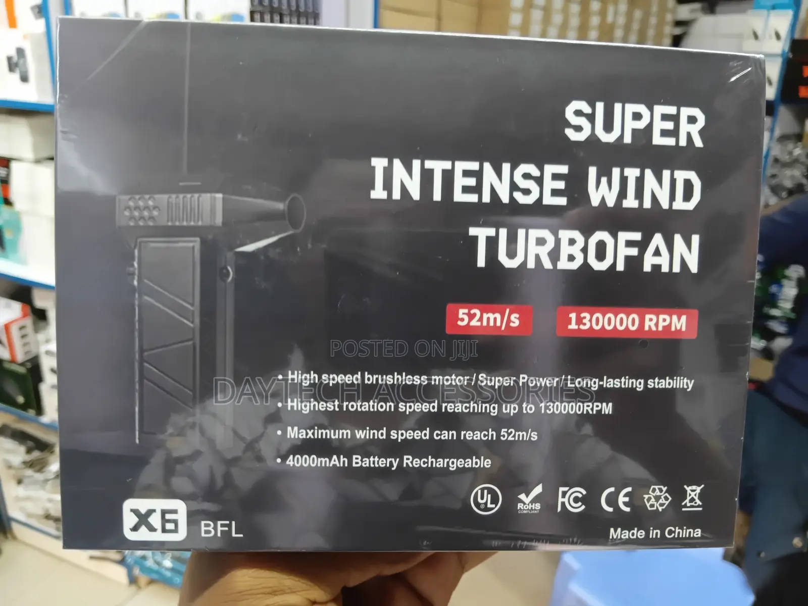 X6 Super Intense Wind Turbofan USB Rechargeable Electric Air Duster.