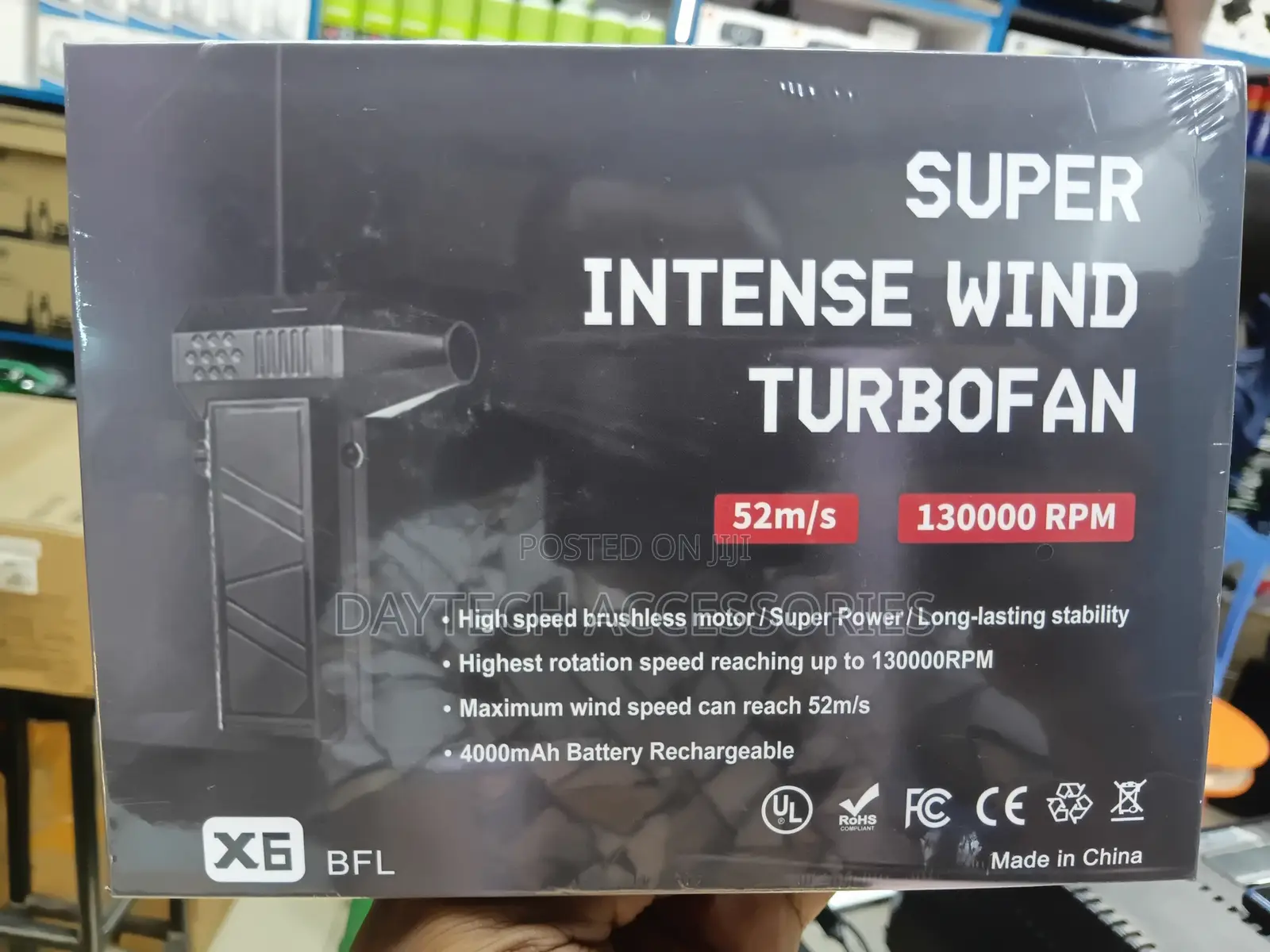 X6 Super Intense Wind Turbofan USB Rechargeable Electric Air Duster.