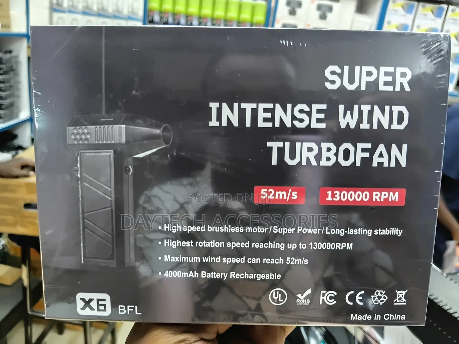 X6 Super Intense Wind Turbofan USB Rechargeable Electric Air Duster.