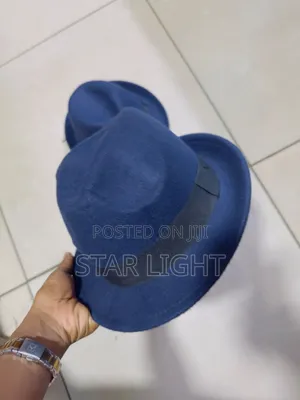 Classic Navy Blue Wide Brim Fedora Hat