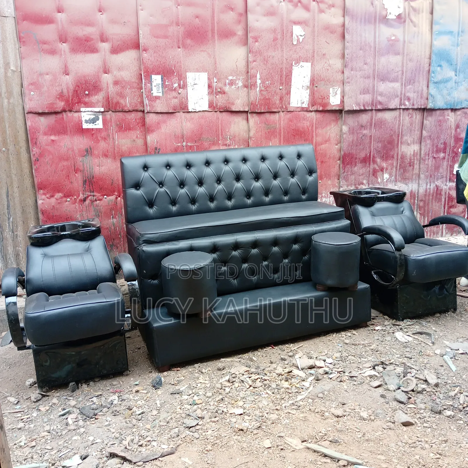 Black Set of Barber Seats