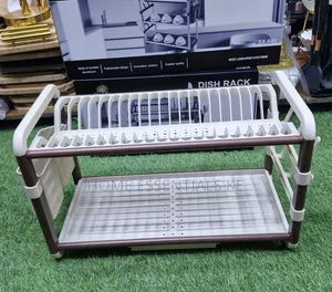2-Tier Aluminum Dish Drying Rack With Drainer