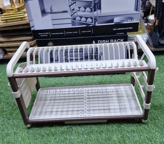 2-Tier Aluminum Dish Drying Rack With Drainer