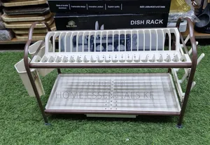 2-Tier Aluminum Dish Drying Rack With Drainer