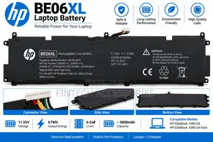 HP BE06XL Battery for EliteBook 1040 G4 – 67Wh 6-Cell