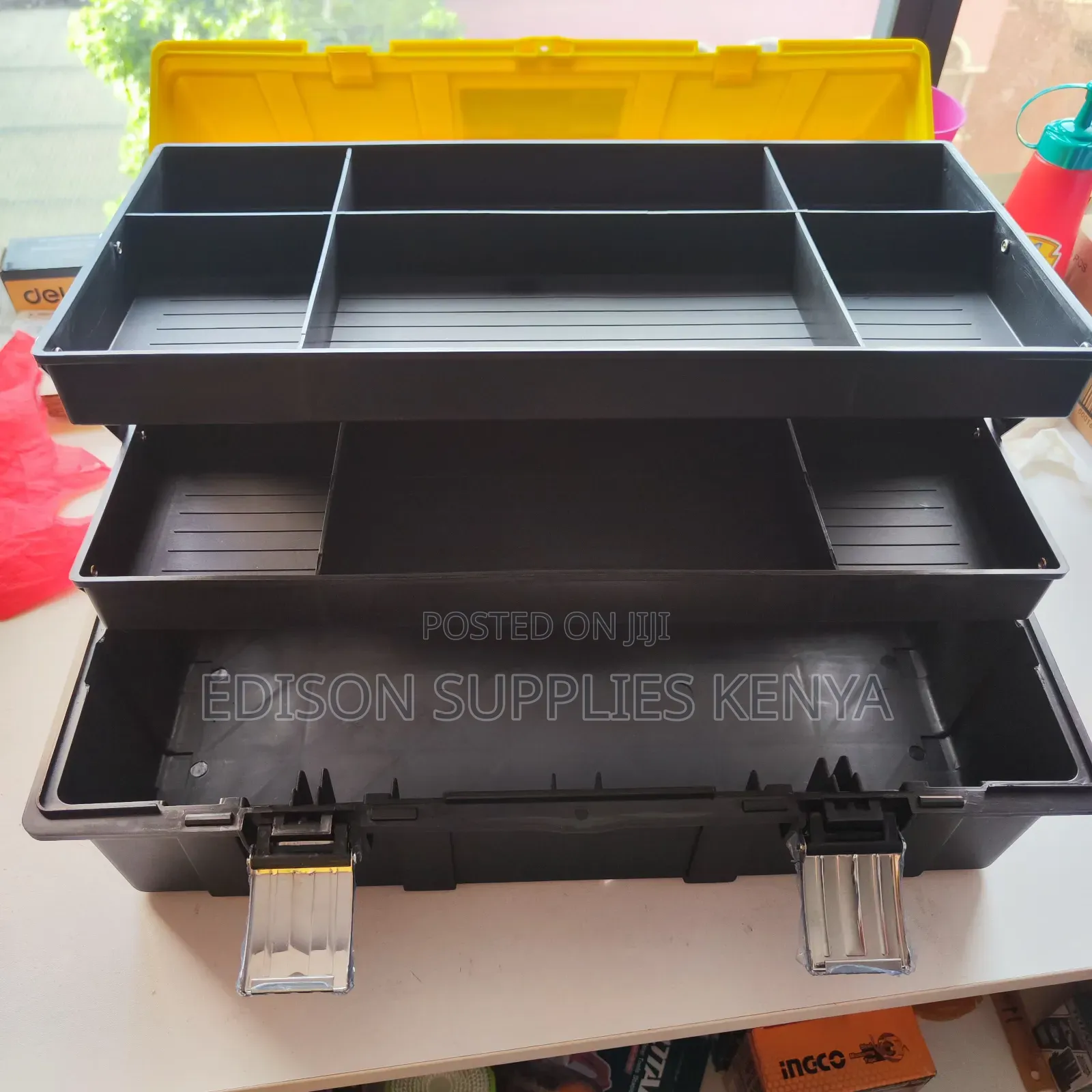 Tool Box 21" Inch Deli Folding 3 Layer Compartment Storage Box Toolbox
