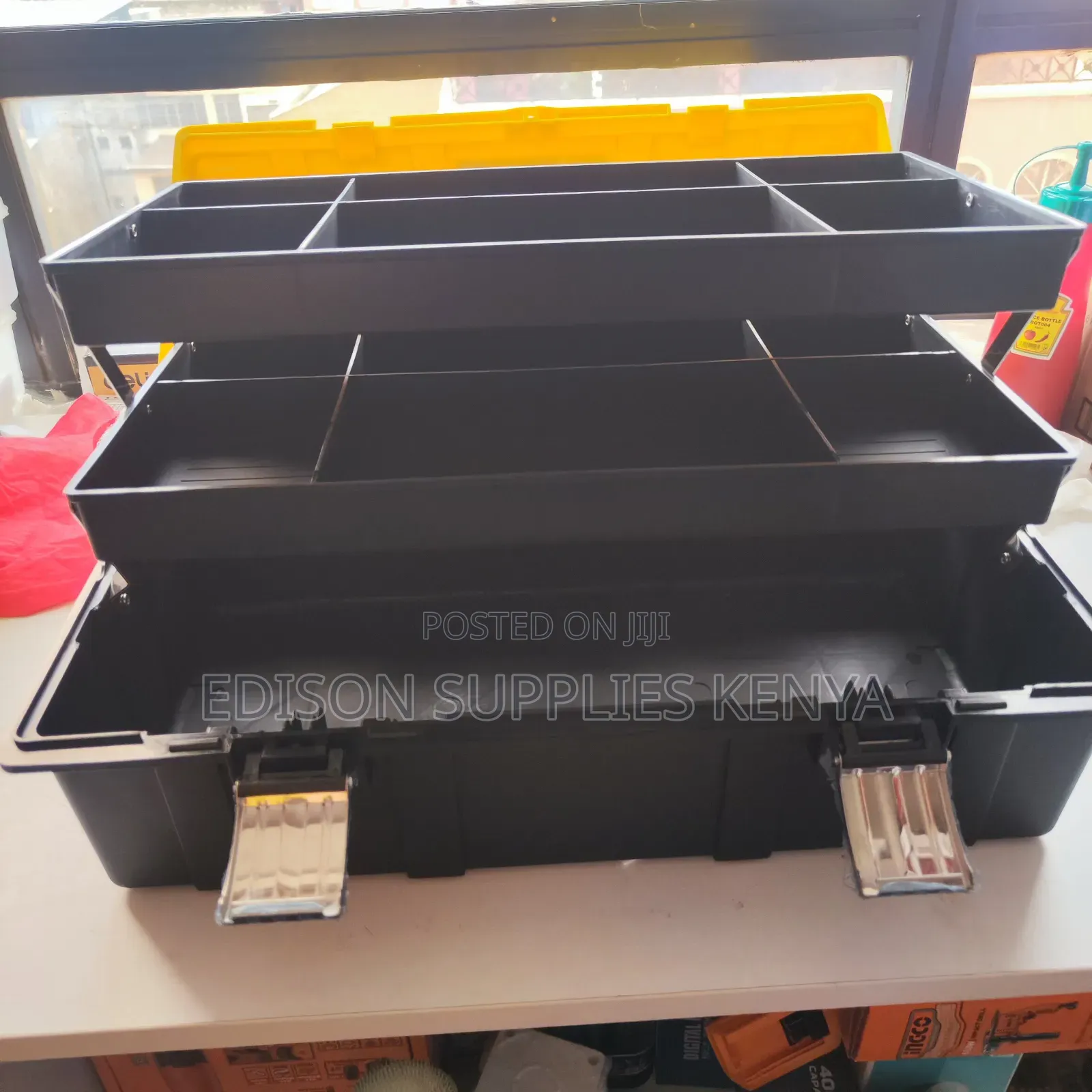 Tool Box 21" Inch Deli Folding 3 Layer Compartment Storage Box Toolbox