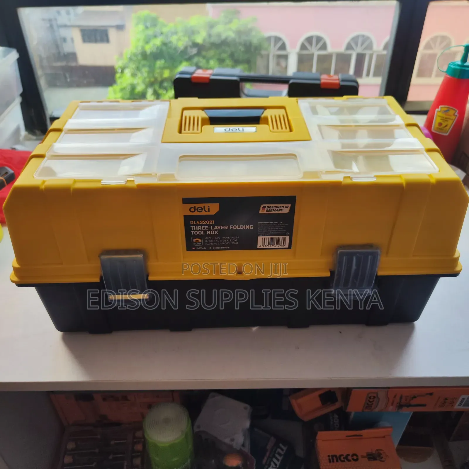 Tool Box 21" Inch Deli Folding 3 Layer Compartment Storage Box Toolbox