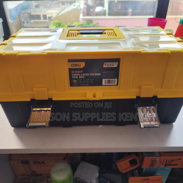 Tool Box 21" Inch Deli Folding 3 Layer Compartment Storage Box Toolbox - thumbnail 7