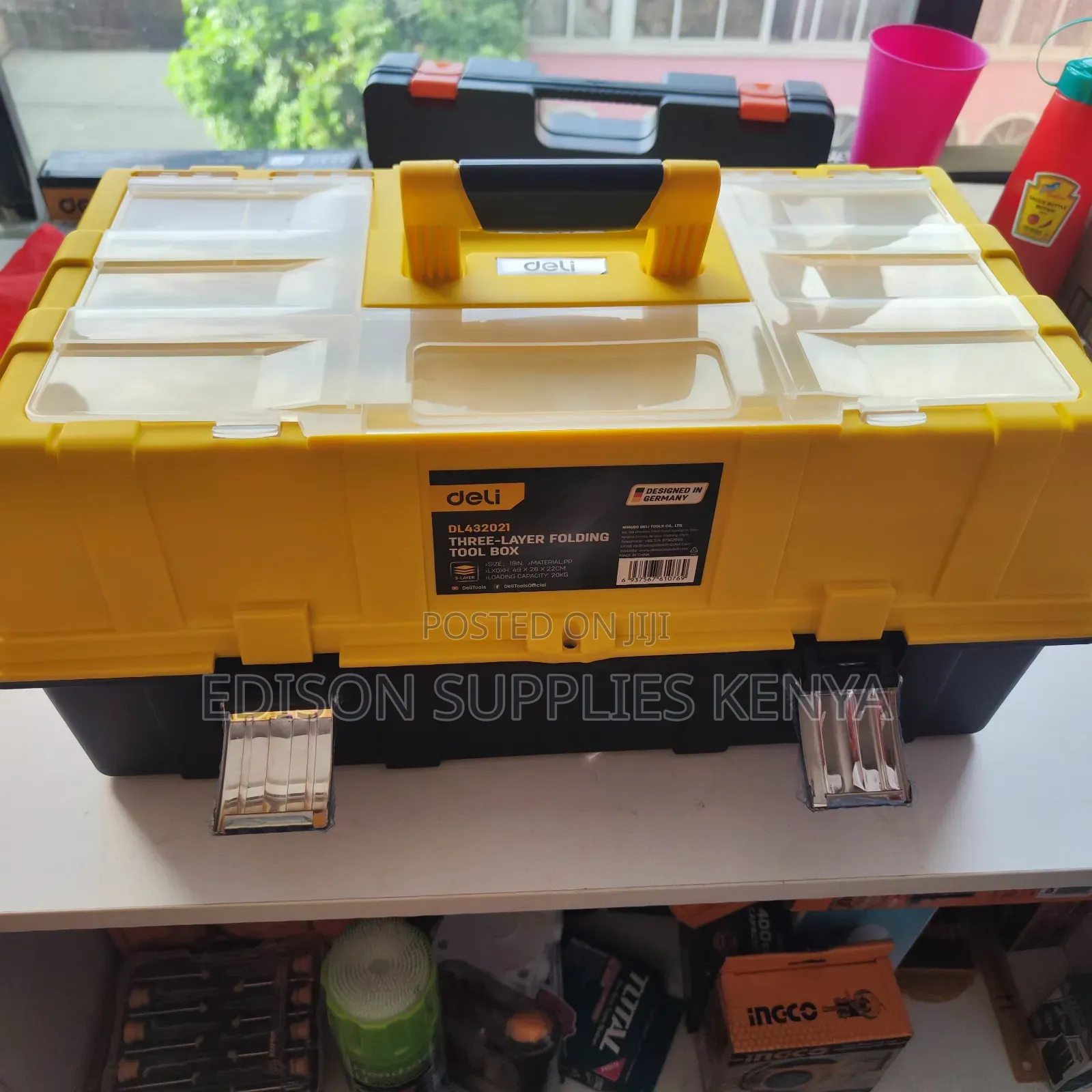 Tool Box 21" Inch Deli Folding 3 Layer Compartment Storage Box Toolbox