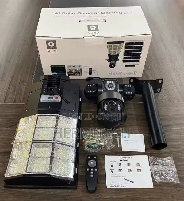 Triple Lens 4G Solar Powered CCTV 300W Floodlight Security System