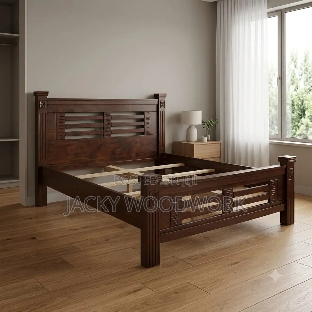 Handcrafted 5ft by 6ft Solid Wood Bed Frame With Slatted Wood