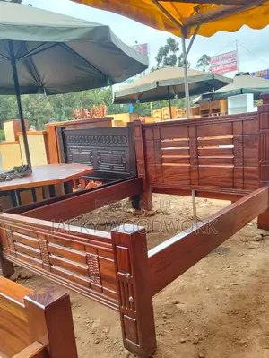 Handcrafted 5ft by 6ft Solid Wood Bed Frame With Slatted Wood