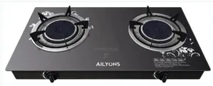 AILYONS 2 Burner Glass Top Gas Cooker Infrared Double Burner
