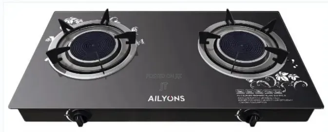 AILYONS 2 Burner Glass Top Gas Cooker Infrared Double Burner