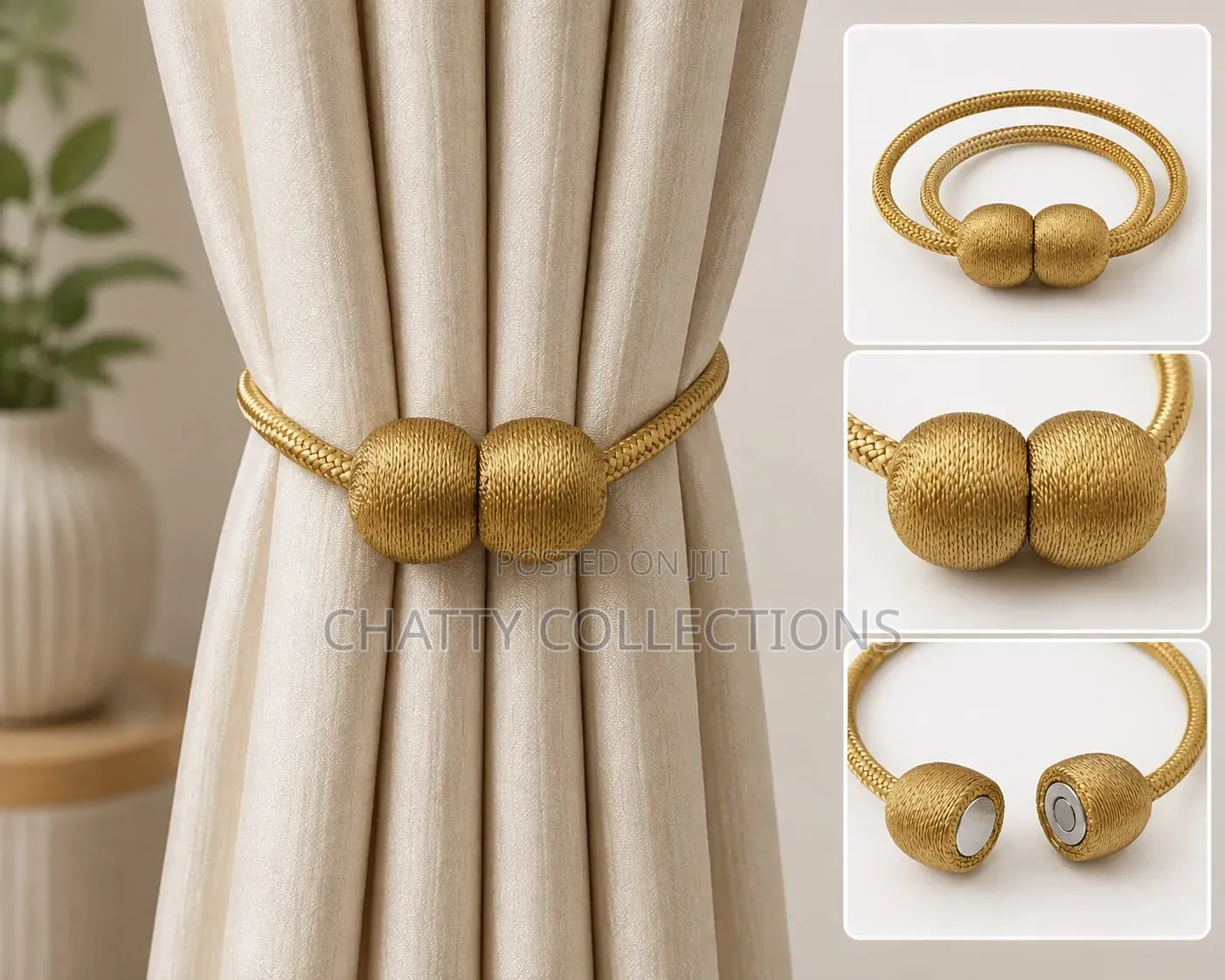 Pair of Magnetic Curtain Tiebacks / Curtain Holders