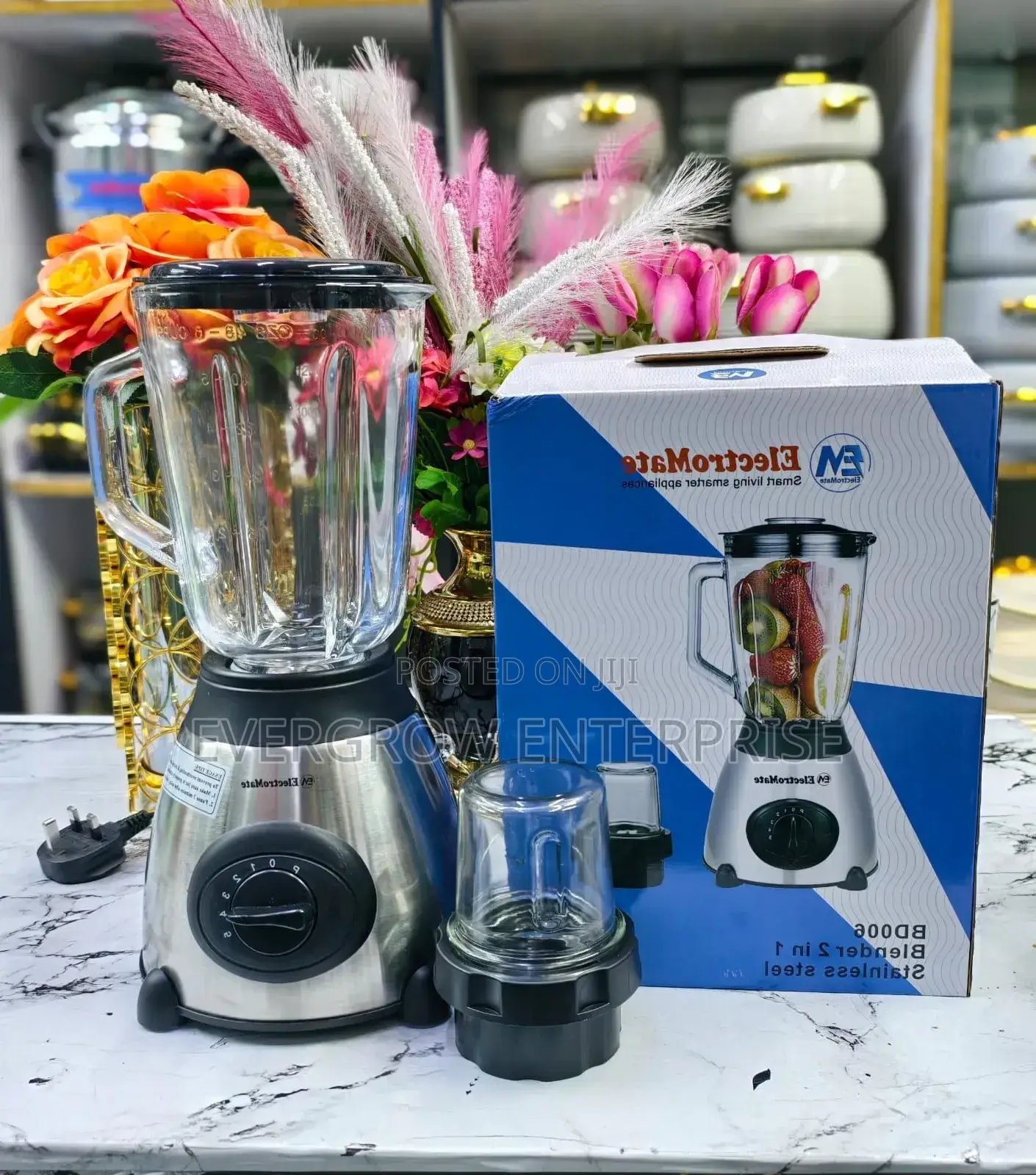Electromate Stainless Glass Jug 2 in 1 Blender
