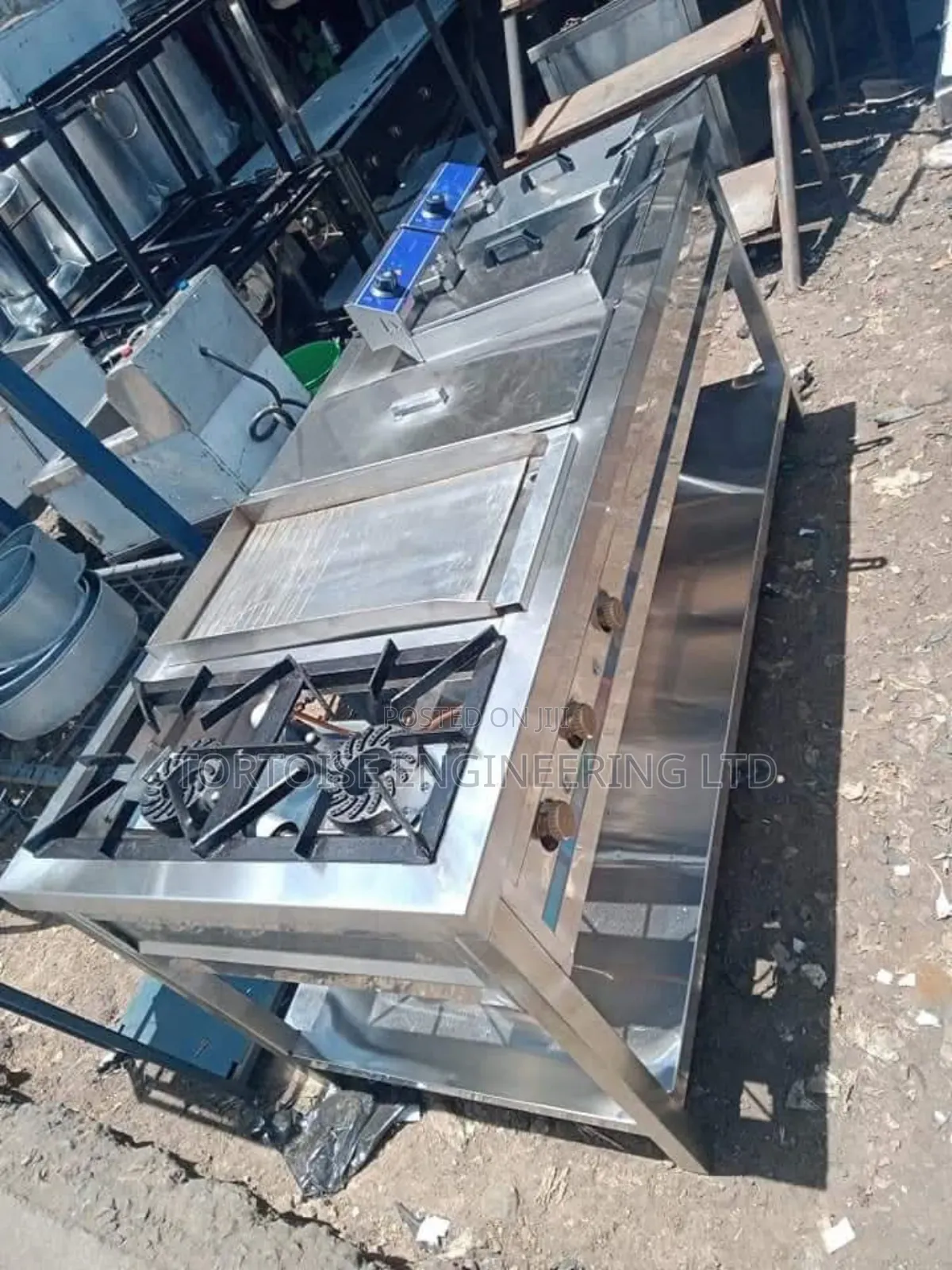 Combined Cooking Units 2 Burner Gas Cooker, Griddle, Deep Fryer