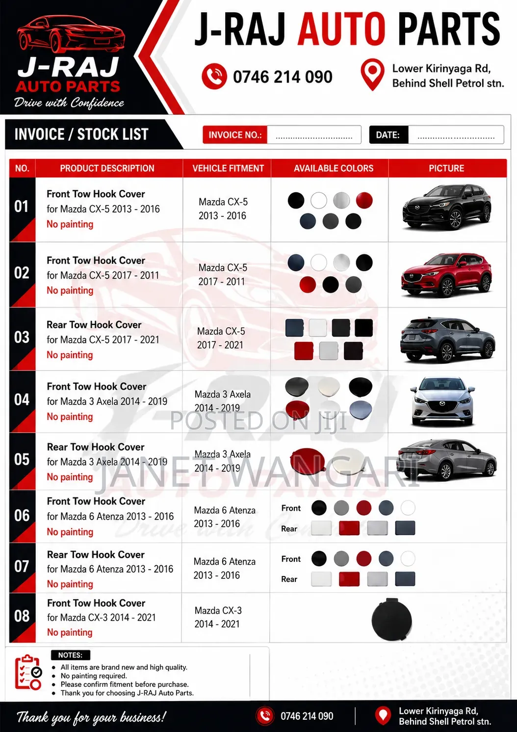 Tow Hook Covers Mazda Nissan Toyota Suzuki Honda