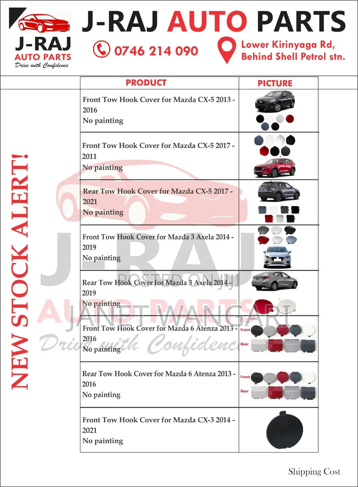 Tow Hook Covers Mazda Nissan Toyota Suzuki Honda