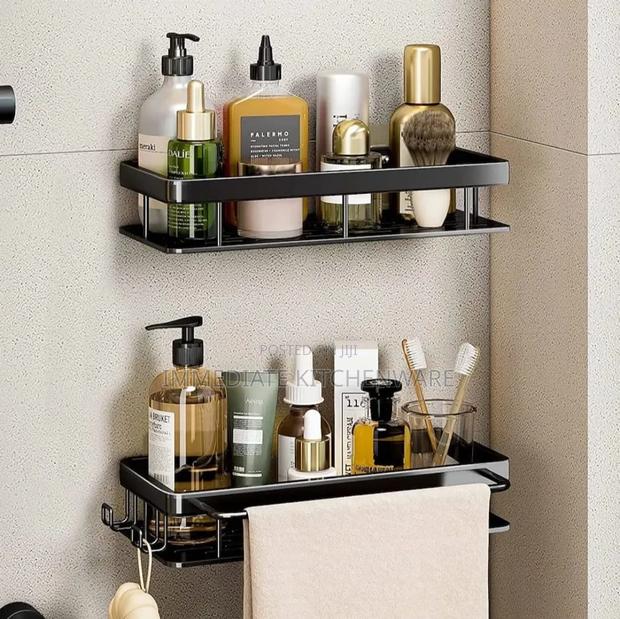 2 PCS Aluminum Alloy Rectangular Shelf With Adhesive Stickers - thumbnail 2
