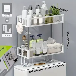 2 Tier Space-Saving Over the Toilet Storage Rack