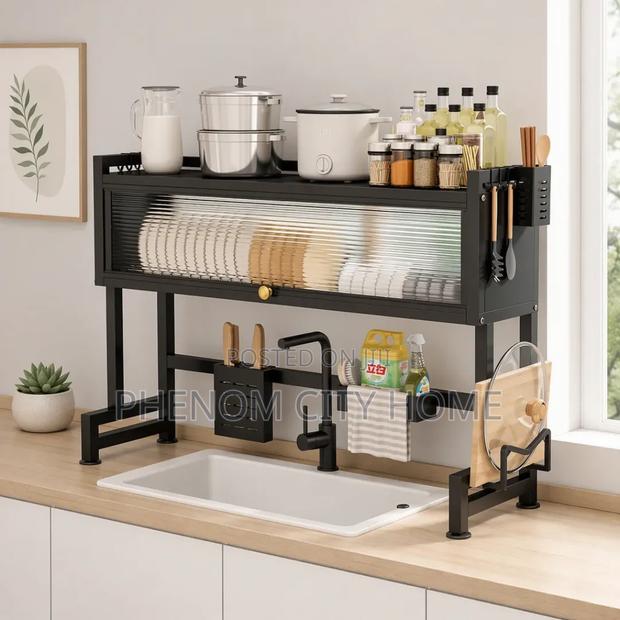 Modern Iron Dustproof Drainage Cabinet Dish Rack - main view