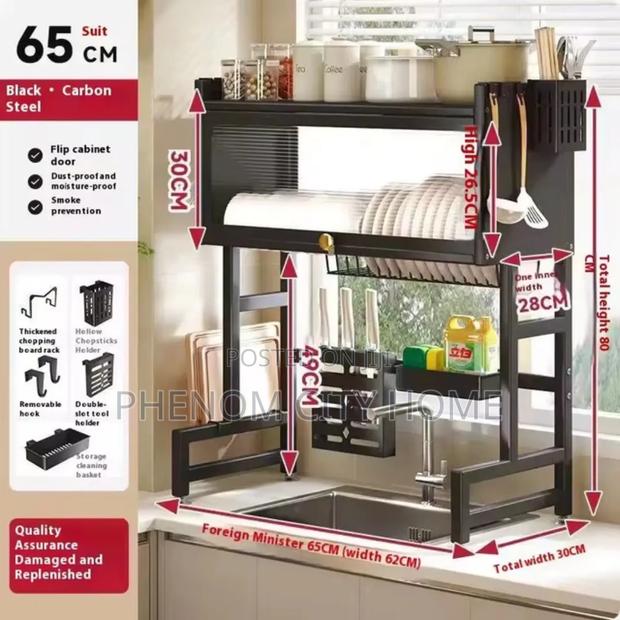 Modern Iron Dustproof Drainage Cabinet Dish Rack - thumbnail 2