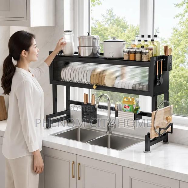 Modern Iron Dustproof Drainage Cabinet Dish Rack - thumbnail 3
