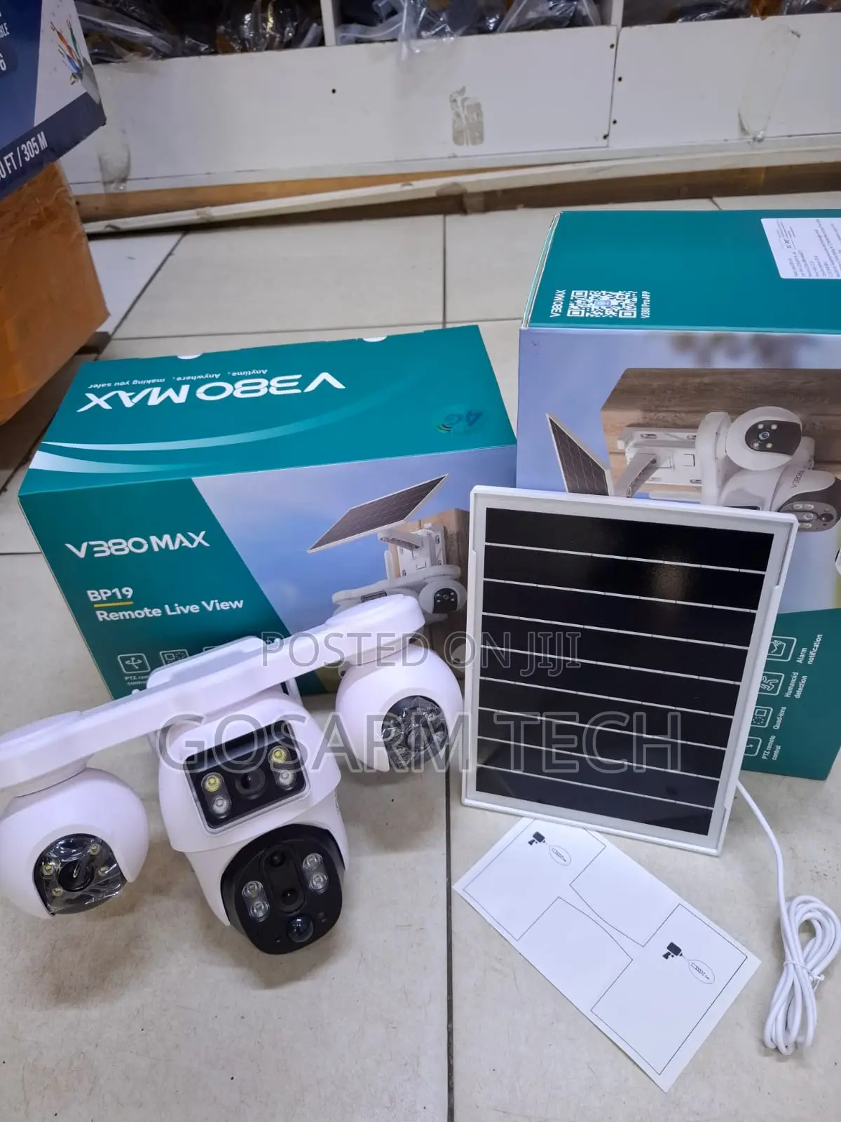 V380 4G Solar Camera With Quad Lens -Outdoor PTZ Rotation 4Lens