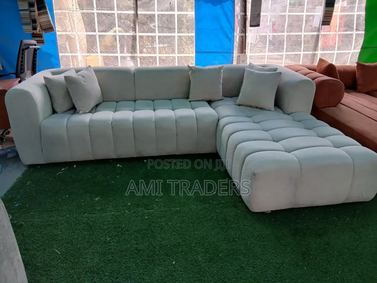 White L Shape Spring Sofa