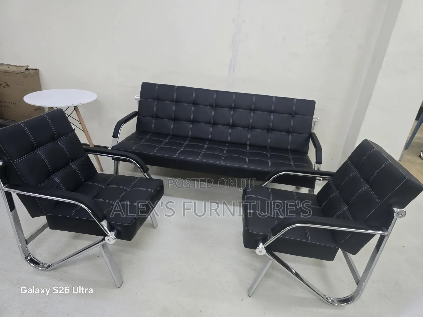 Full Black Office Bench/ Bench Sofa