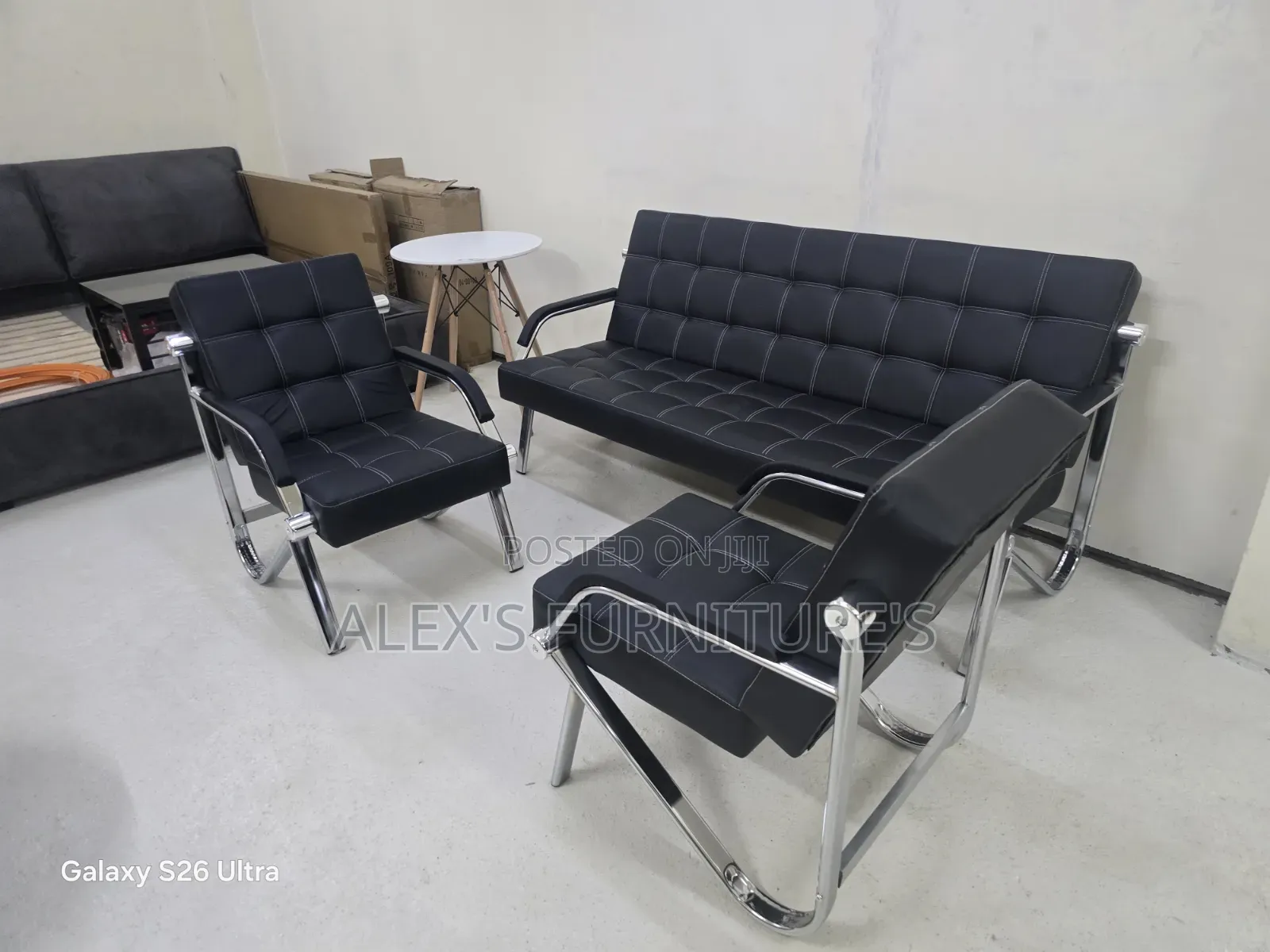 Full Black Office Bench/ Bench Sofa