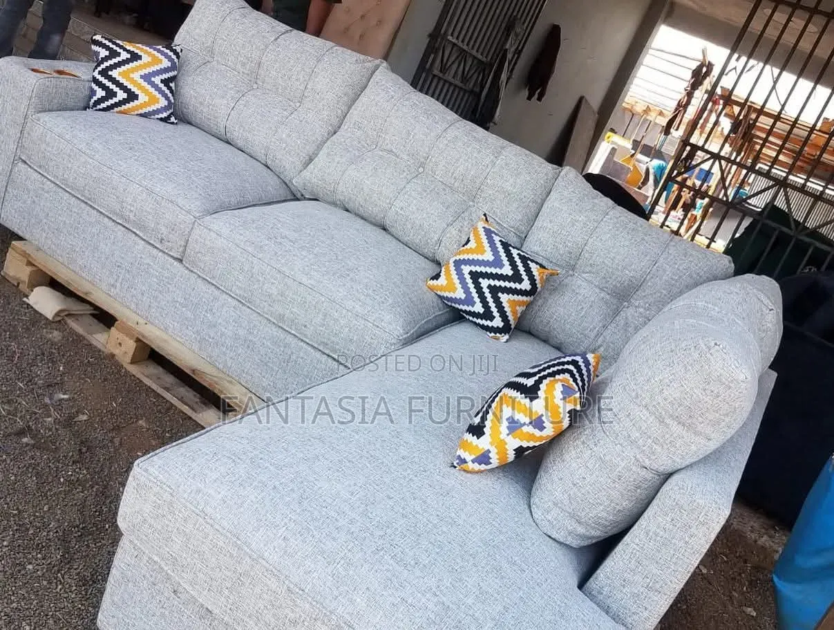 5-Seater Light Grey L-Shaped Sofa