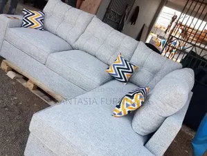 5-Seater Light Grey L-Shaped Sofa