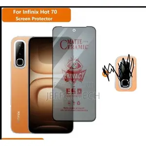 Infinix Hot 70 Privacy Screen Guard Protector, Enhanced Tempered Gla