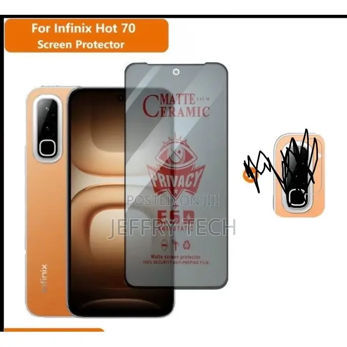 Infinix Hot 70 Privacy Screen Guard Protector, Enhanced Tempered Gla