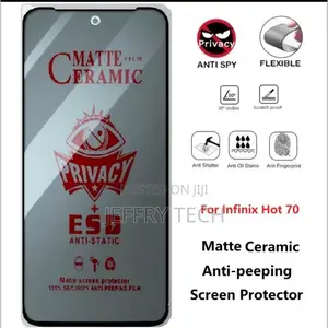 Infinix Hot 70 Privacy Screen Guard Protector, Enhanced Tempered Gla