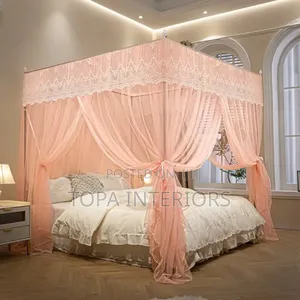 Straight Mosquito Nets With Four Corner Pole Stands