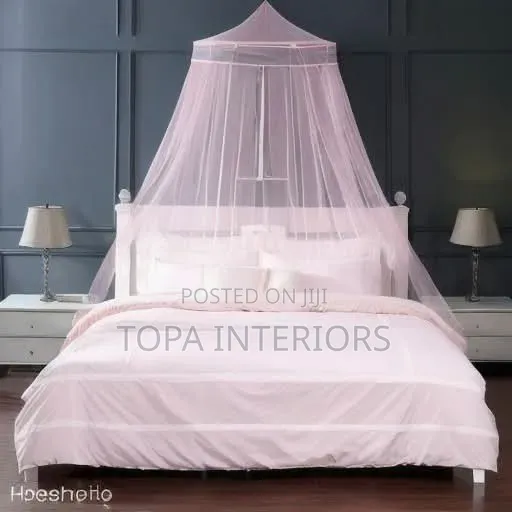 Ring Top 4x6 Pink Round Mosquito Nets With Ceiling Hook