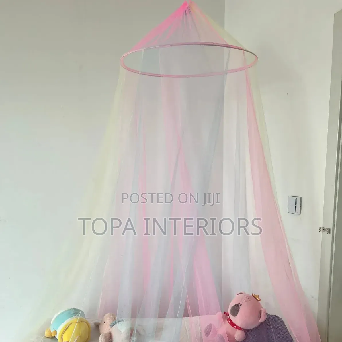 Ring Top 4x6 Pink Round Mosquito Nets With Ceiling Hook